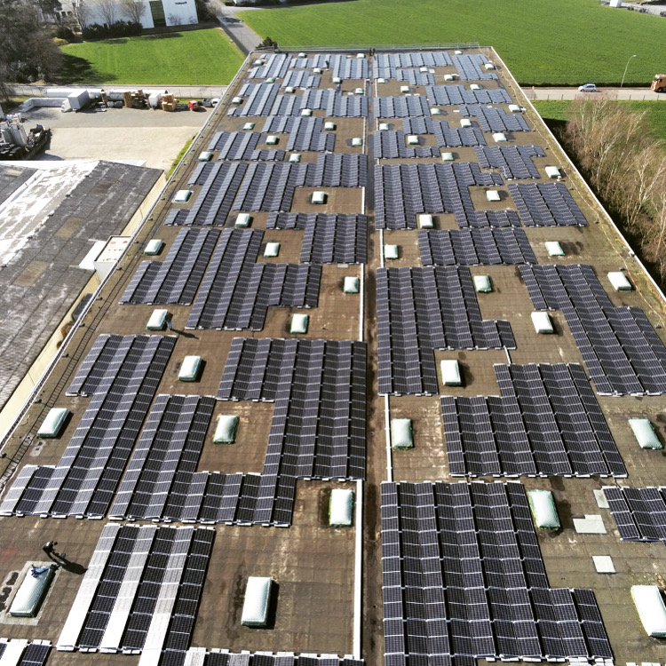 Flachdach Ost / West 600 Kwp in Gescher